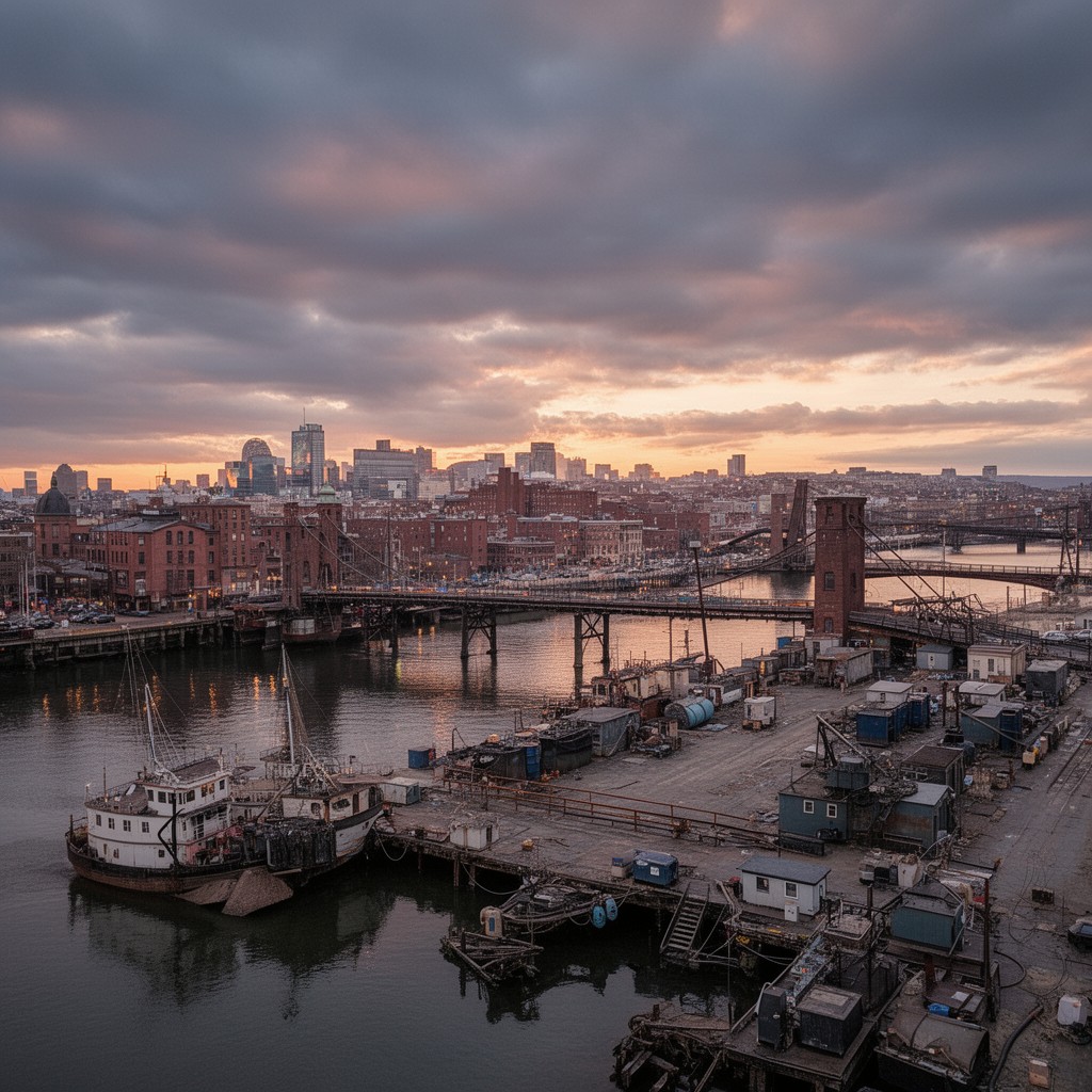 AI-generated illustration of Mystic River