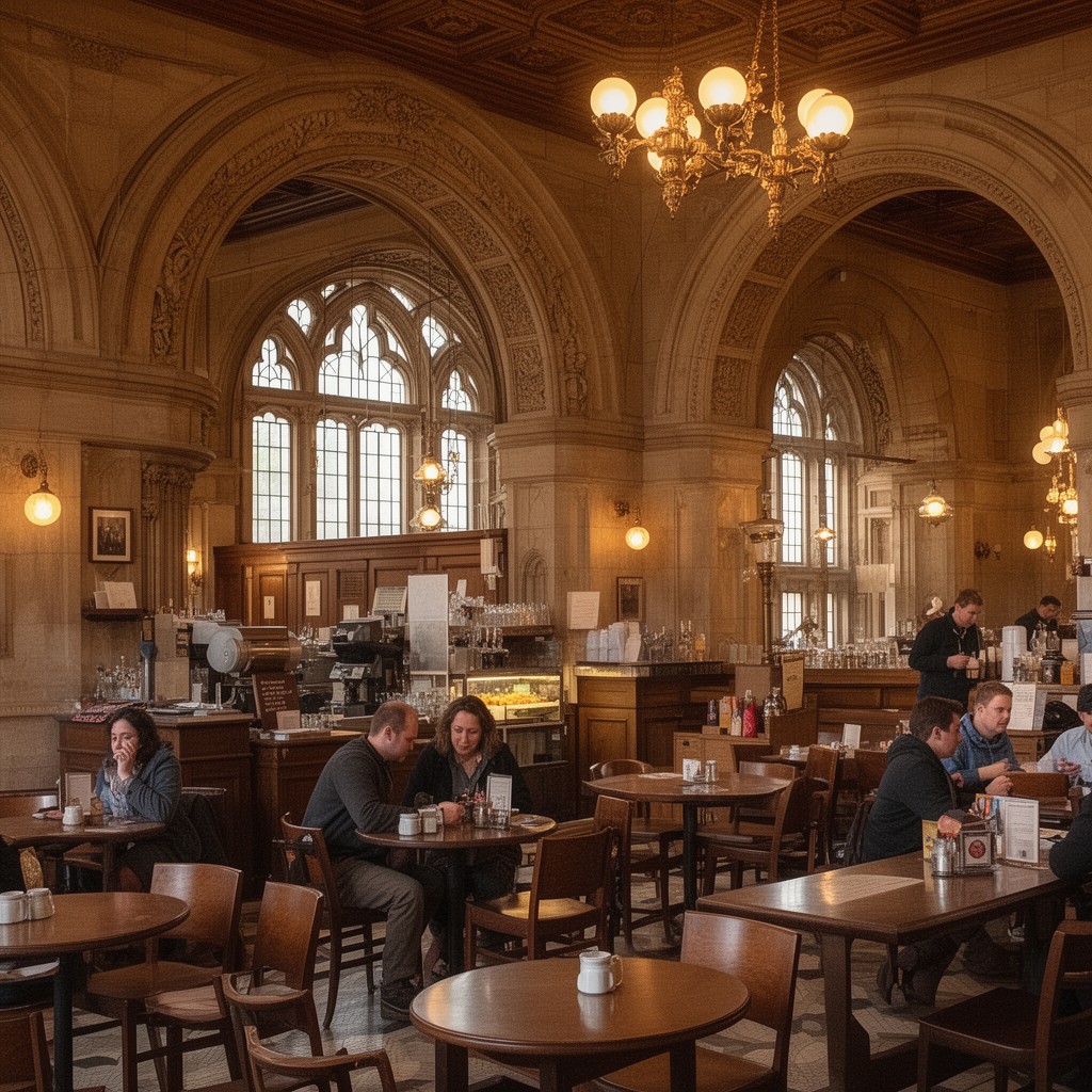 AI-generated illustration of Smithsonian Castle Café