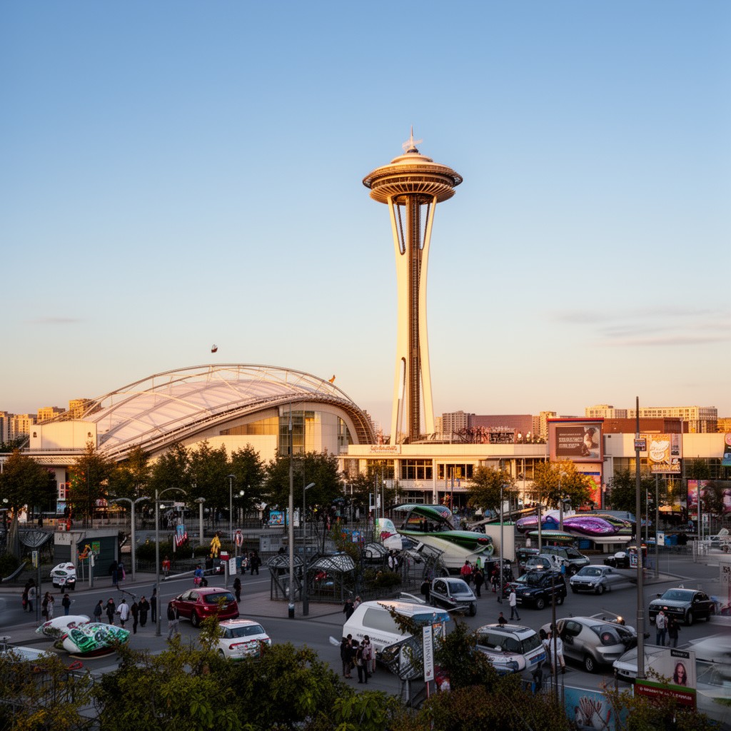 AI-generated illustration of Seattle Center