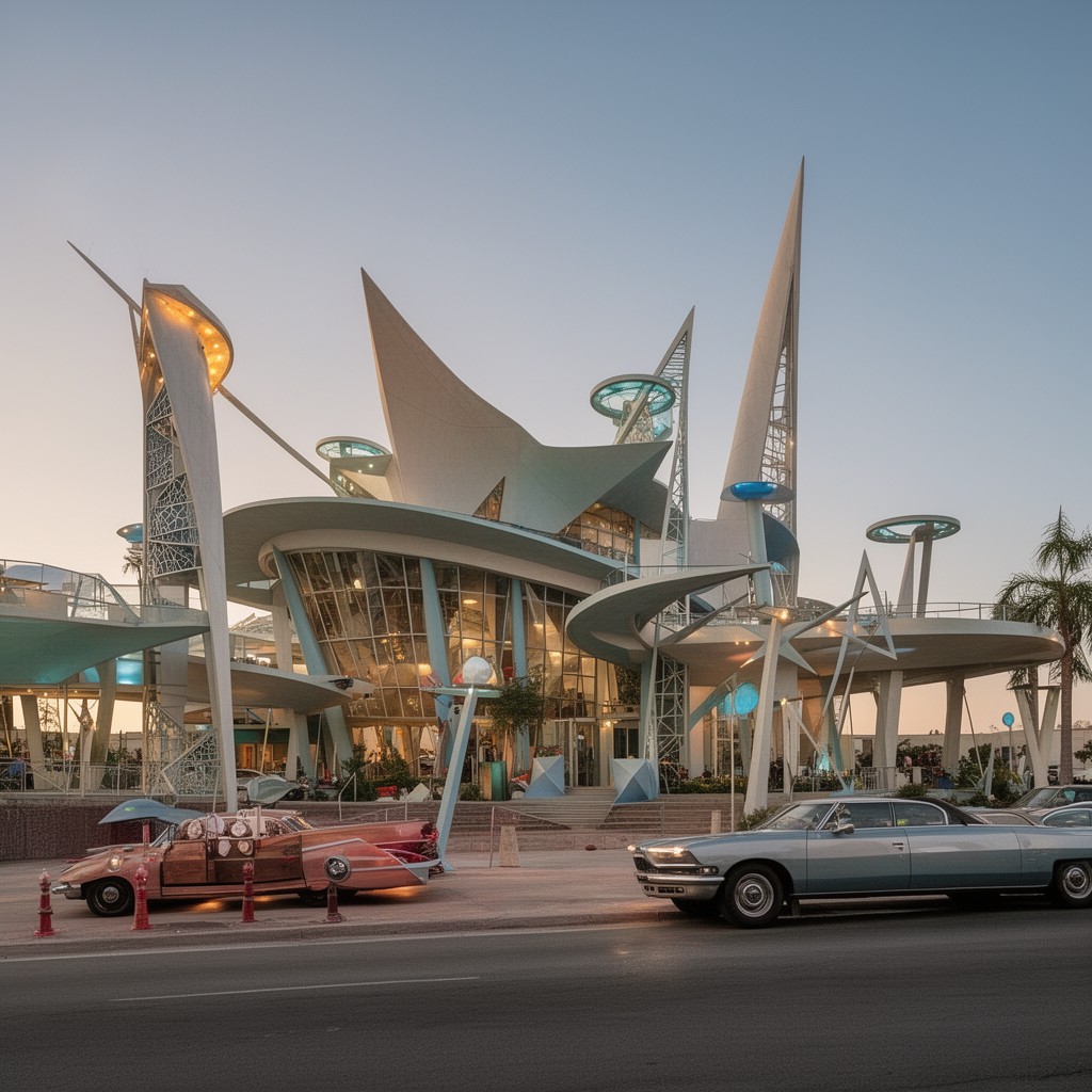 AI-generated illustration of Googie architecture