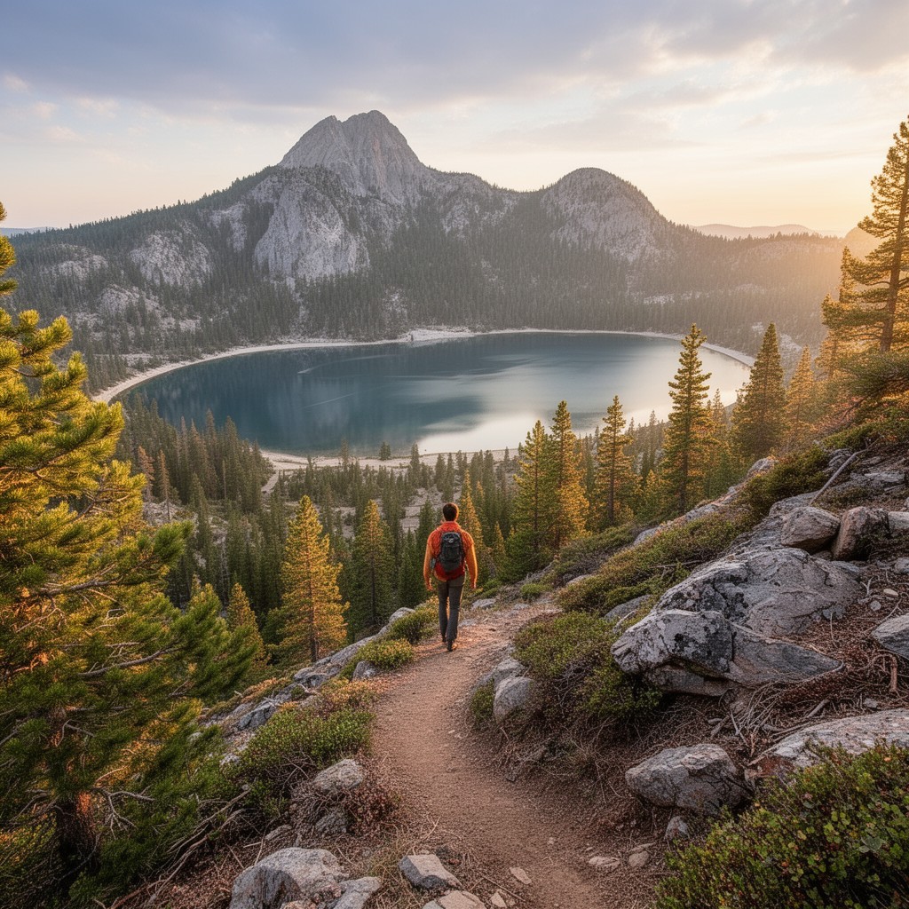 AI-generated illustration of Tahoe Rim Trail (nearby connection)