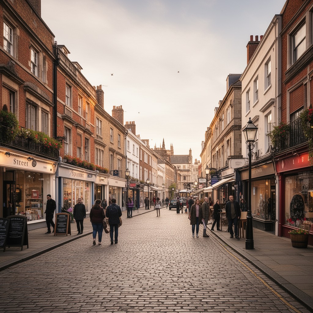 AI-generated illustration of Sidney Street, Cambridge