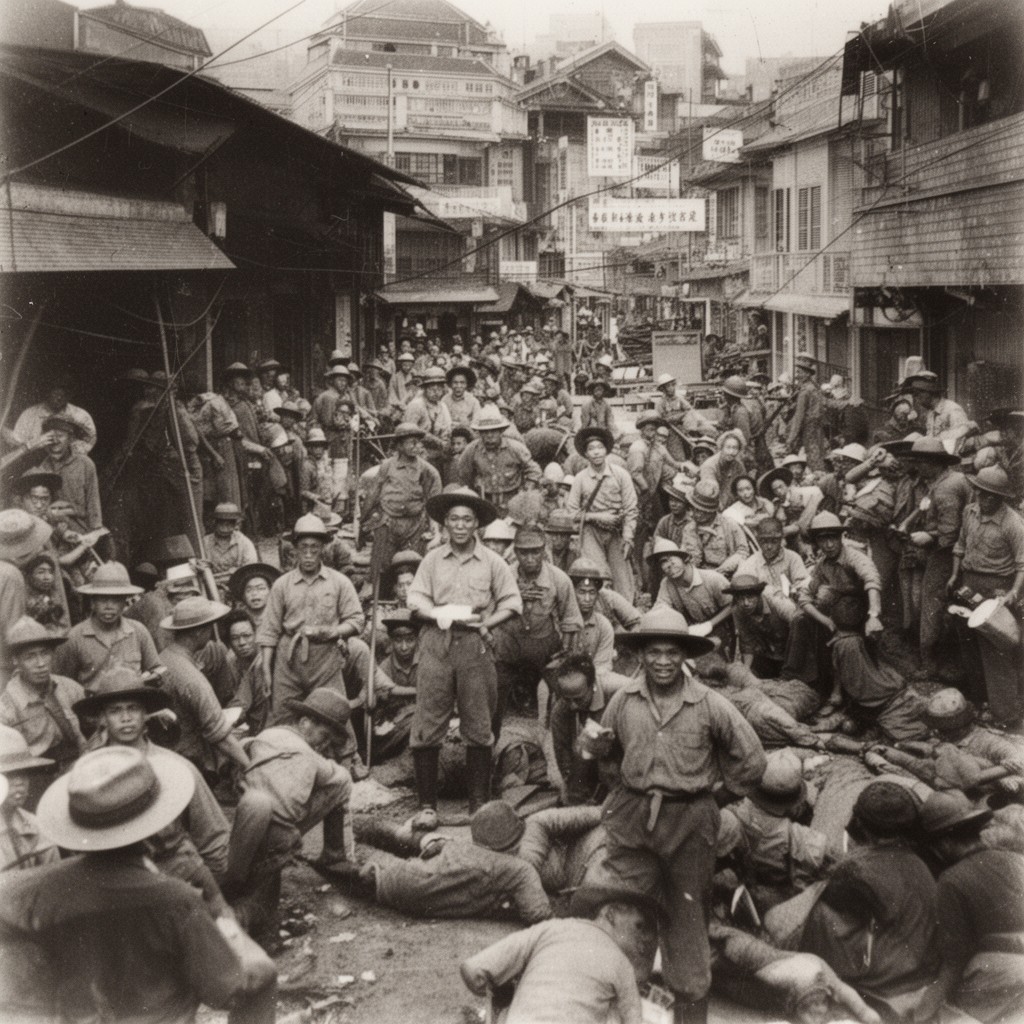 AI-generated illustration of Japanese occupation of Hong Kong