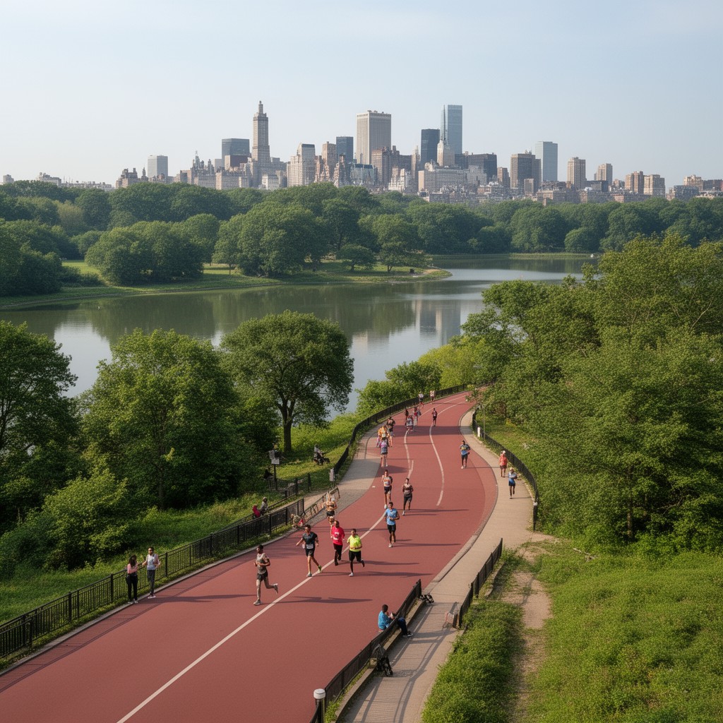 AI-generated illustration of Central Park Reservoir Running Track