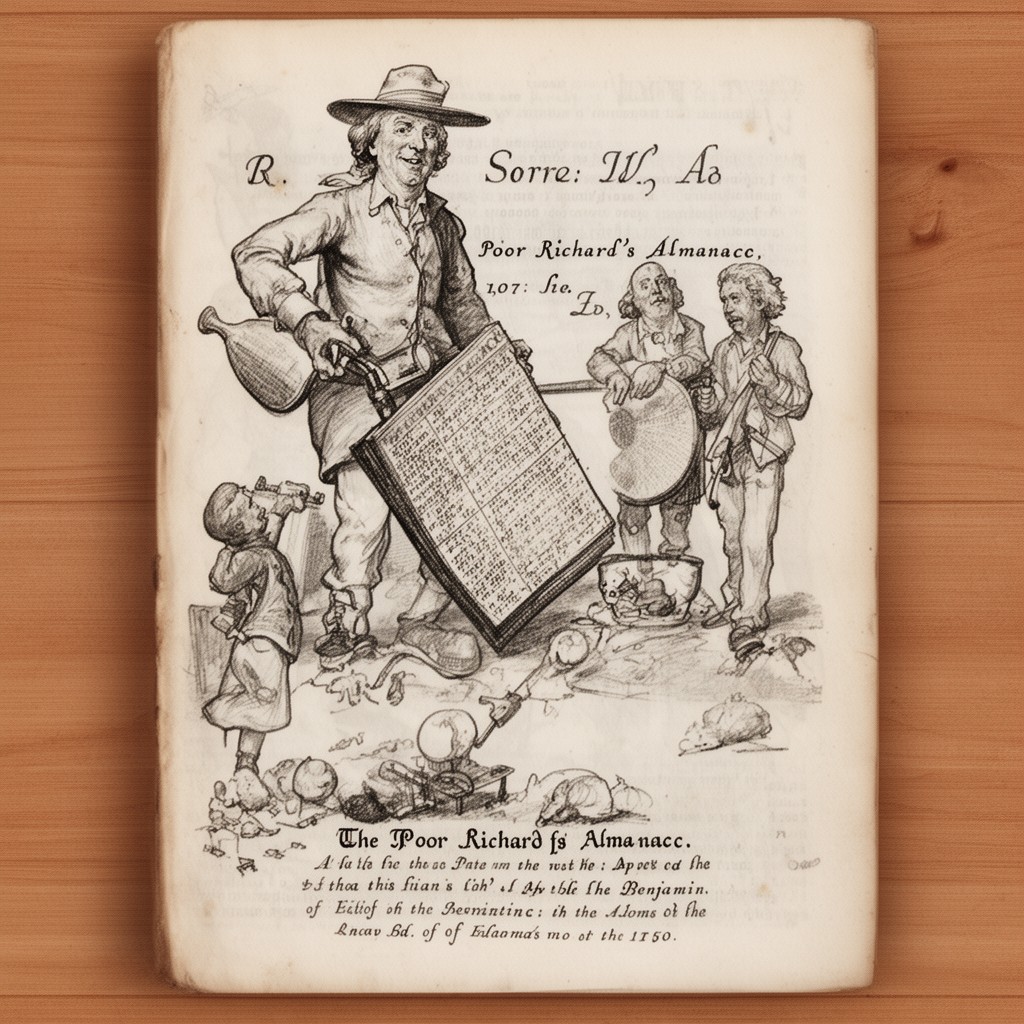 AI-generated illustration of Poor Richard's Almanack