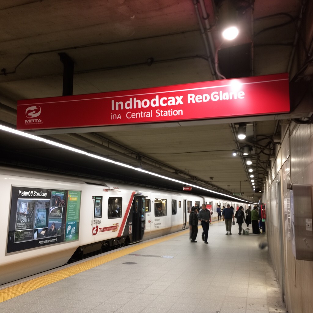 AI-generated illustration of Central station (MBTA) on the Red Line