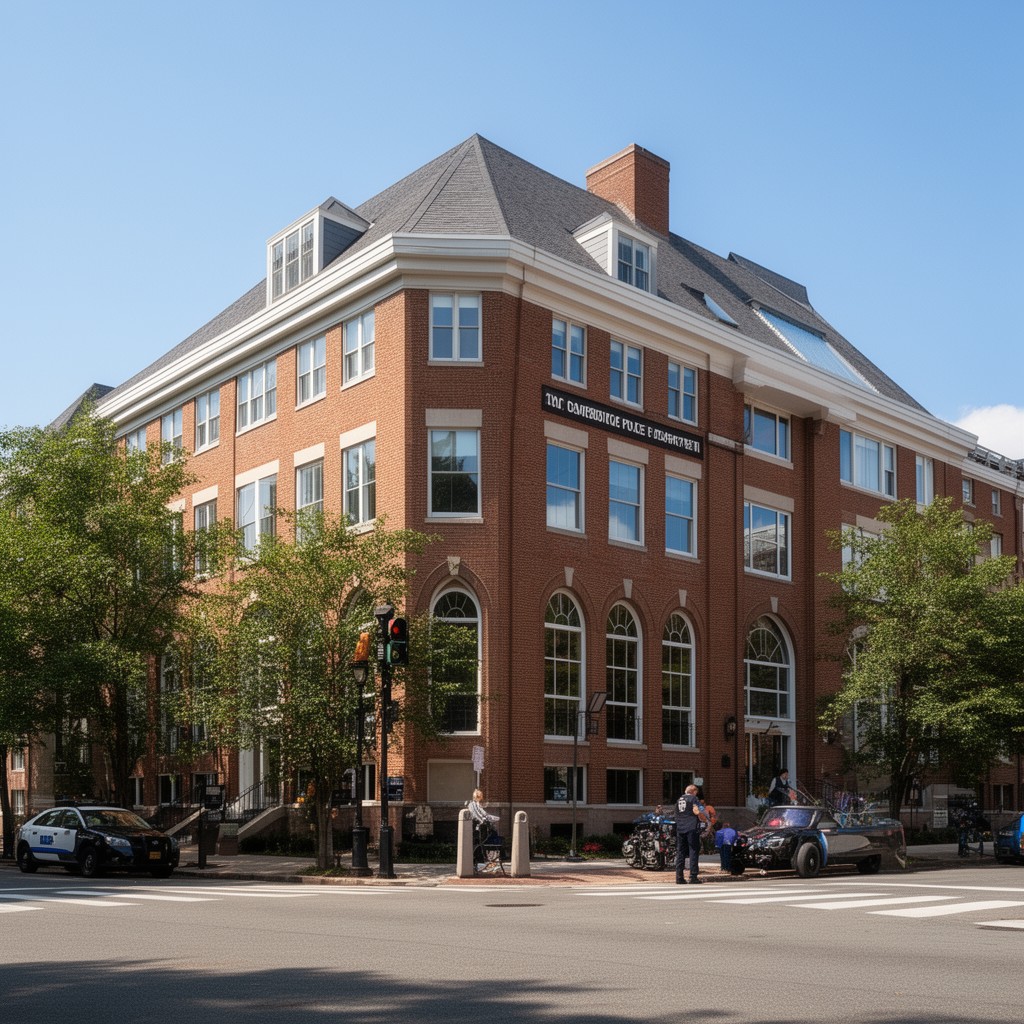 AI-generated illustration of Cambridge Police Department headquarters