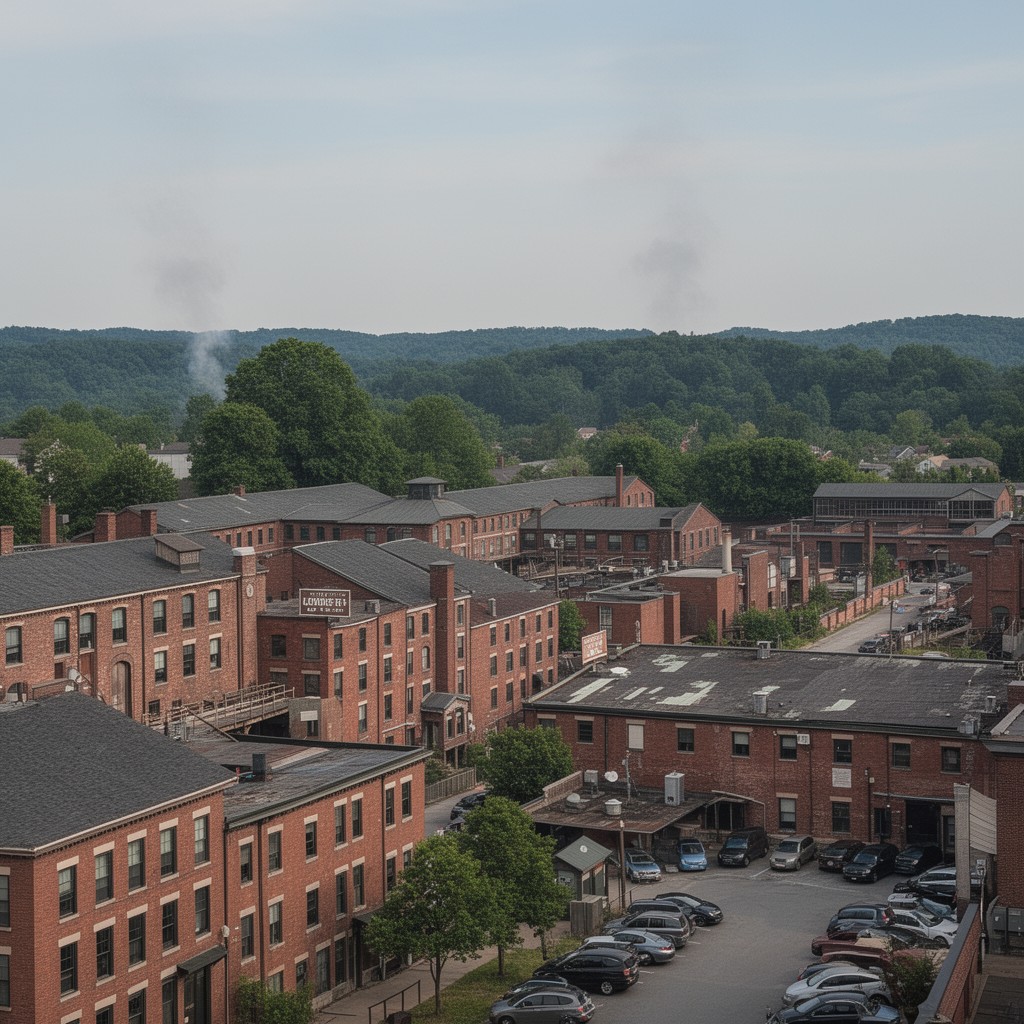 AI-generated illustration of Lowell textile mills