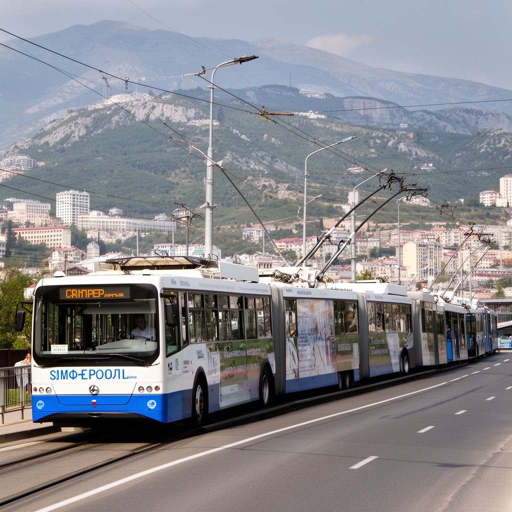 AI-generated illustration of Crimean trolleybus line
