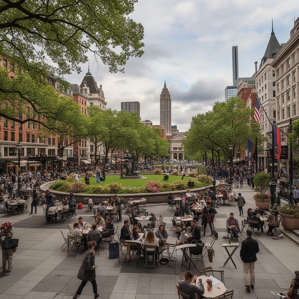 AI-generated illustration of Rittenhouse Square area