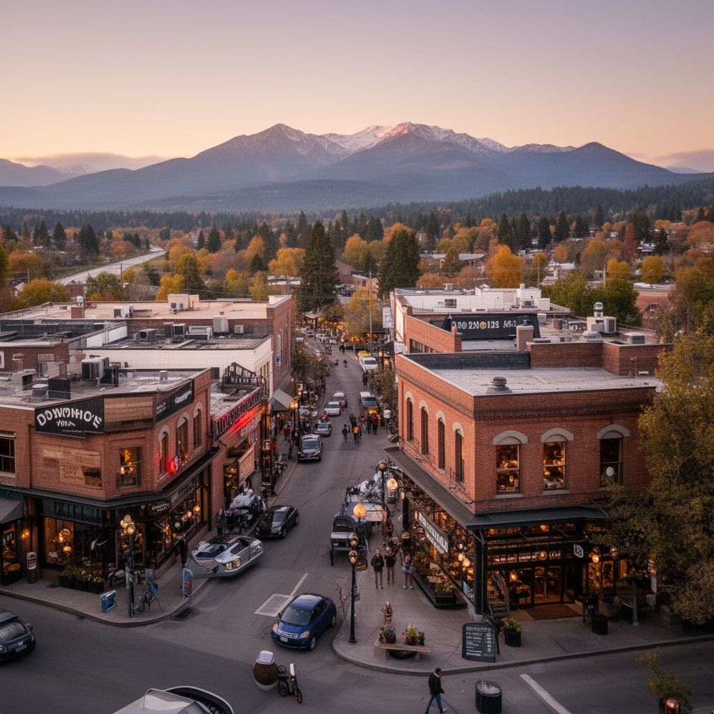 AI-generated illustration of Downtown Bend