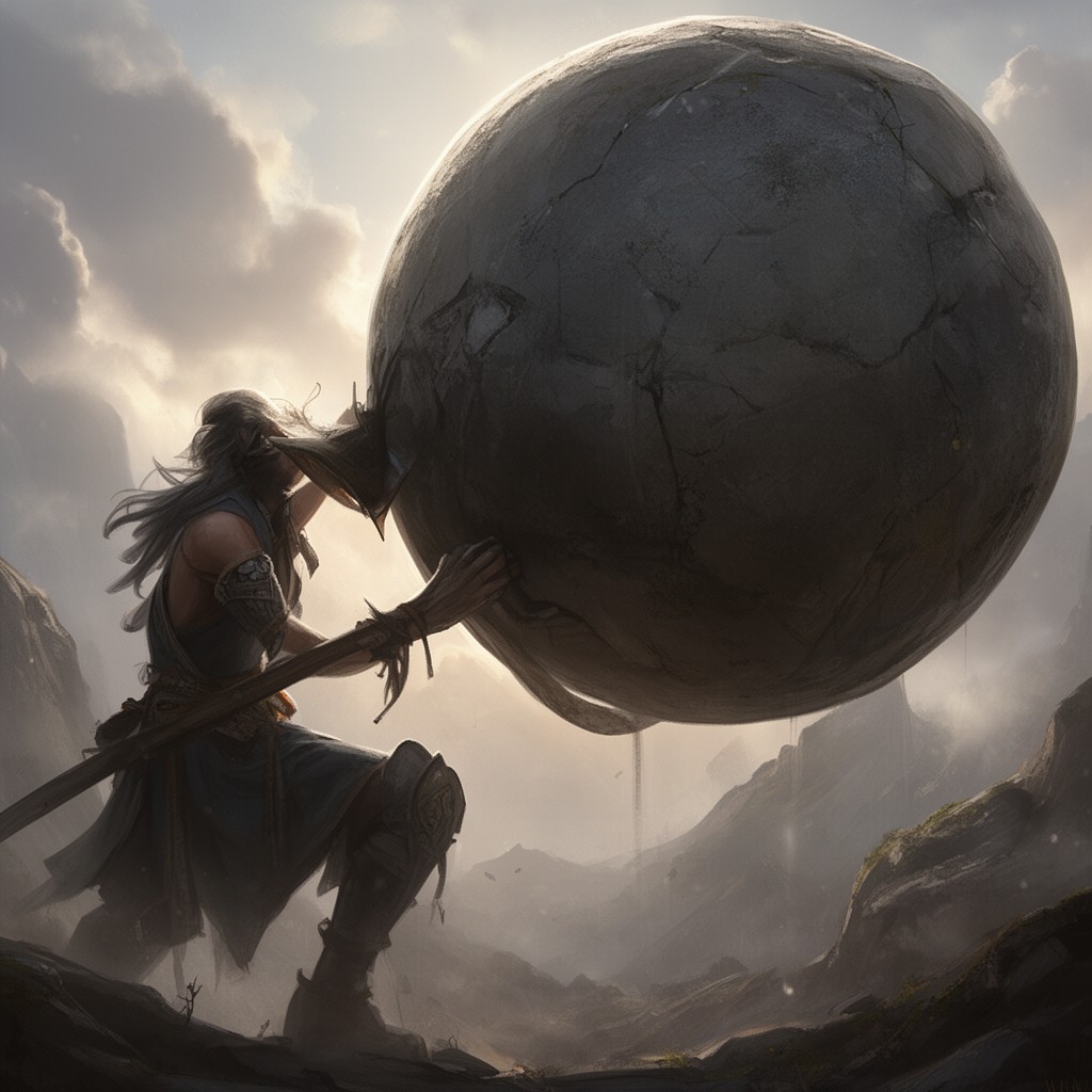 AI-generated illustration of Sisyphus