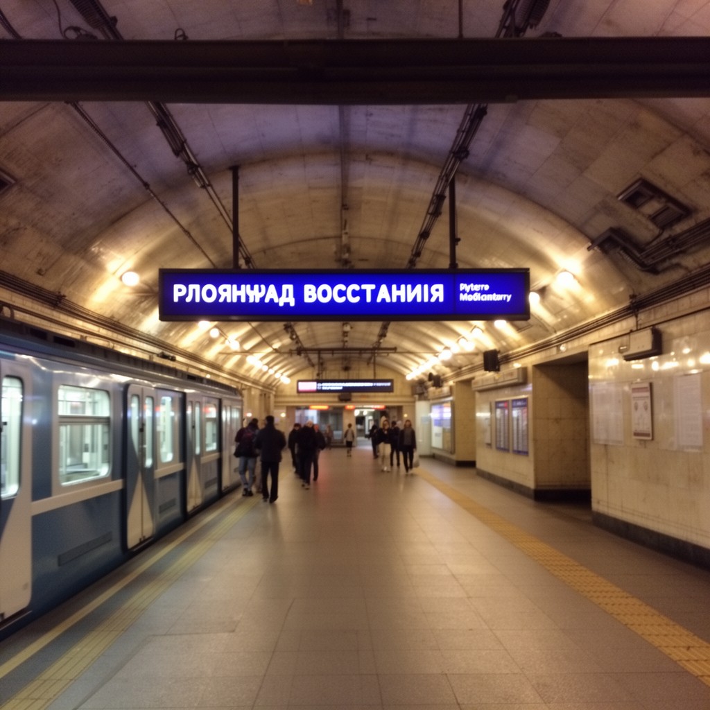AI-generated illustration of Ploshchad Vosstaniya metro station