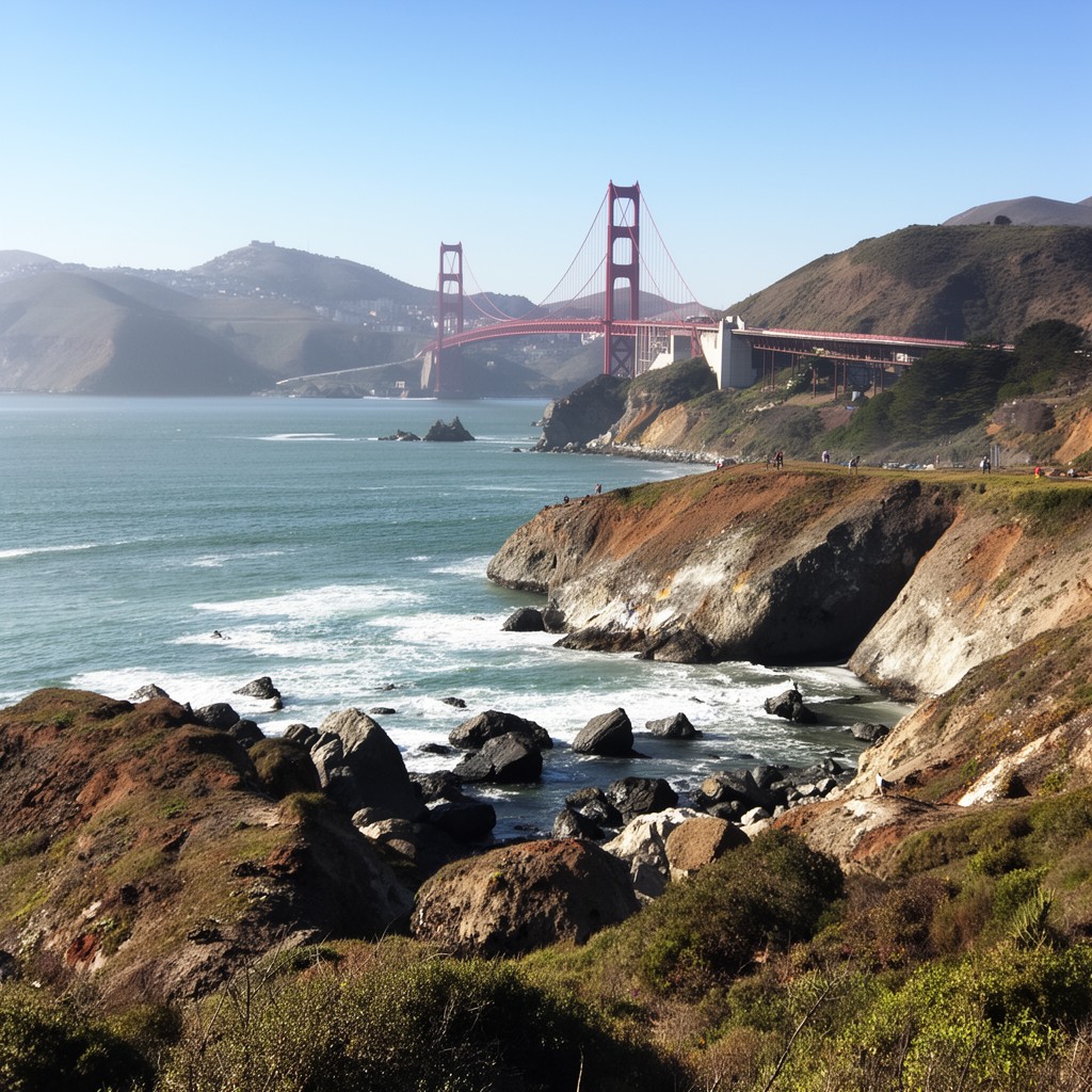 AI-generated illustration of Golden Gate National Recreation Area