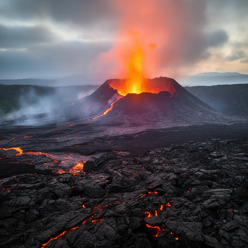 AI-generated illustration of Hawaiʻi Volcanoes National Park