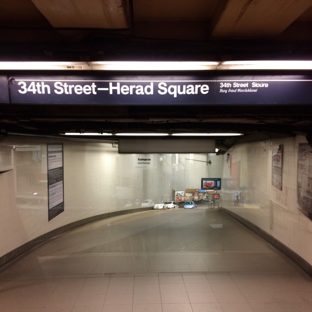 AI-generated illustration of 34th Street–Herald Square station