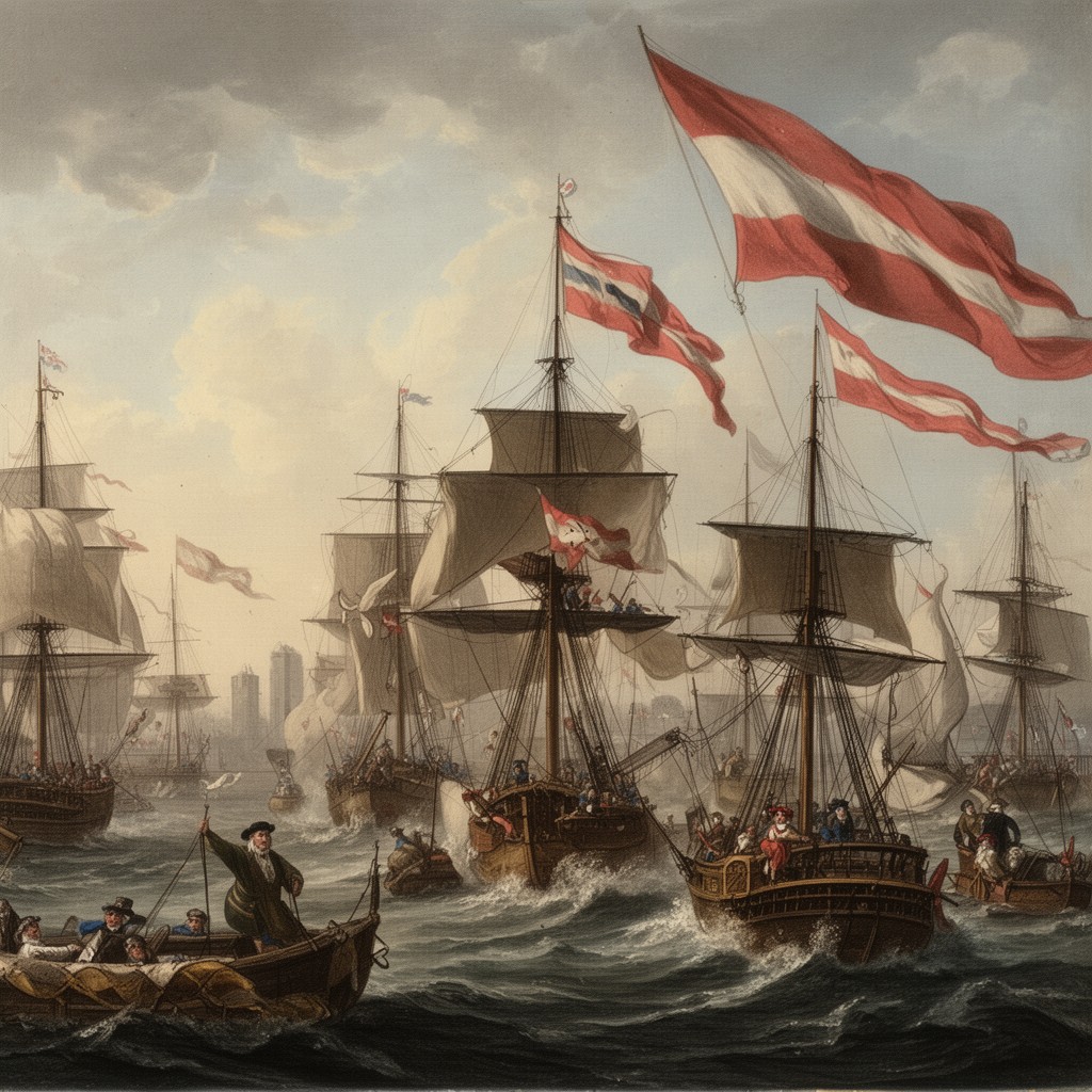 AI-generated illustration of Battle of Texel (1673)