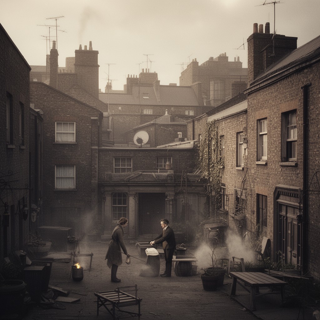 AI-generated illustration of Somers Town, London, England