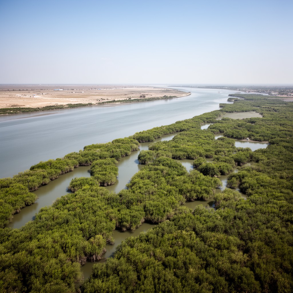 AI-generated illustration of Indus River delta