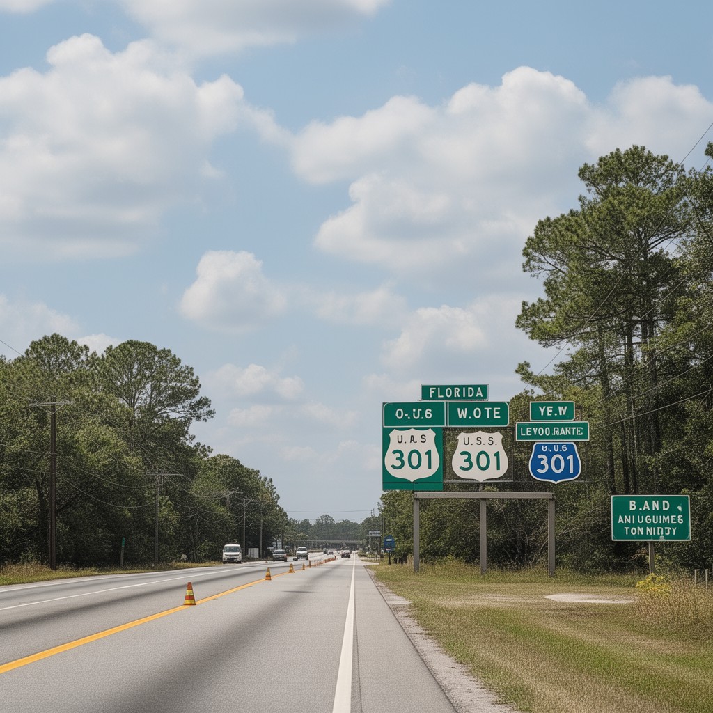 AI-generated illustration of U.S. Route 301 in Florida