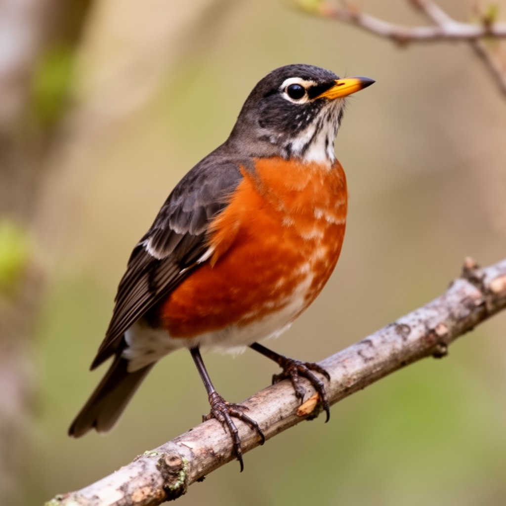 AI-generated illustration of American robin (Turdus migratorius)