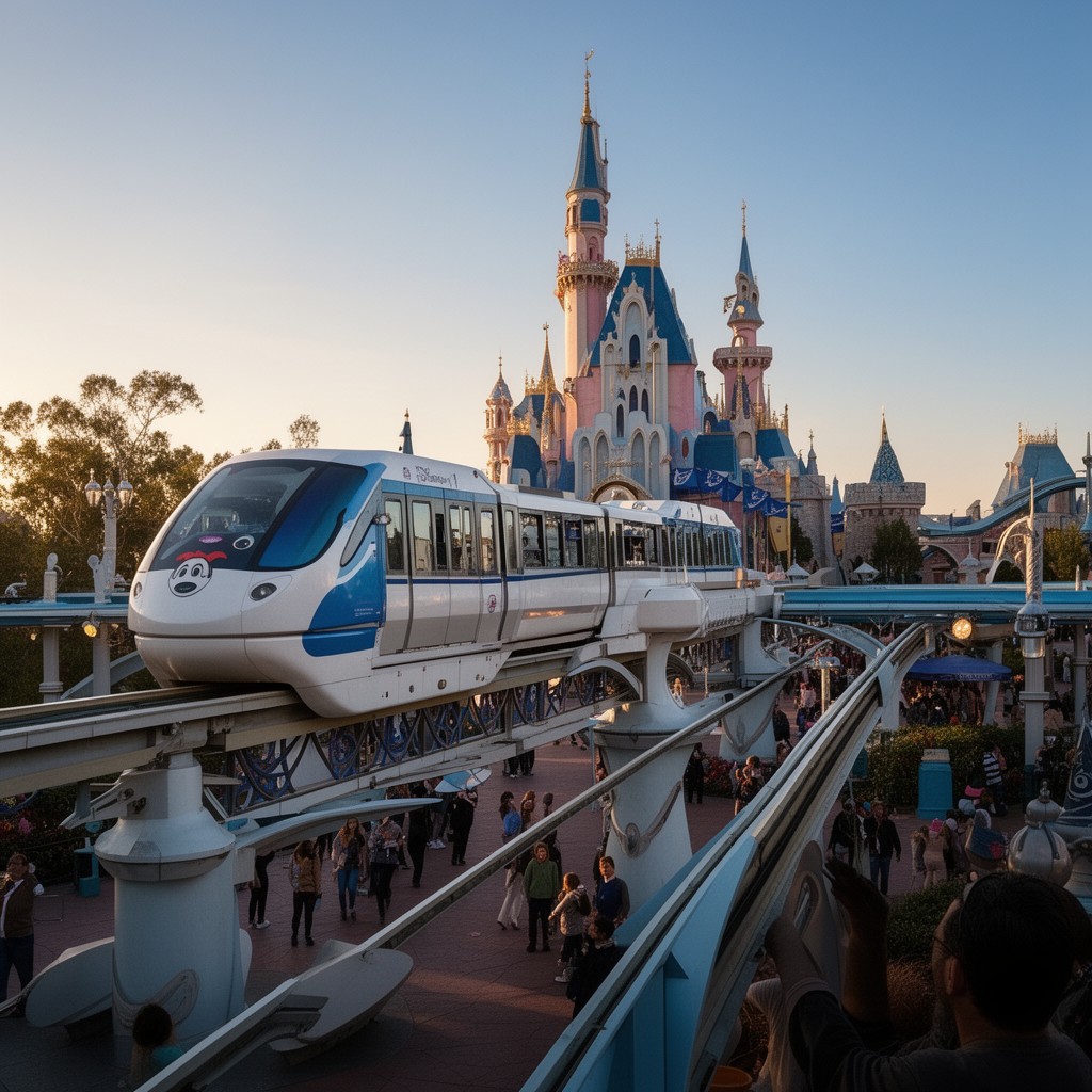 AI-generated illustration of Disneyland Monorail System