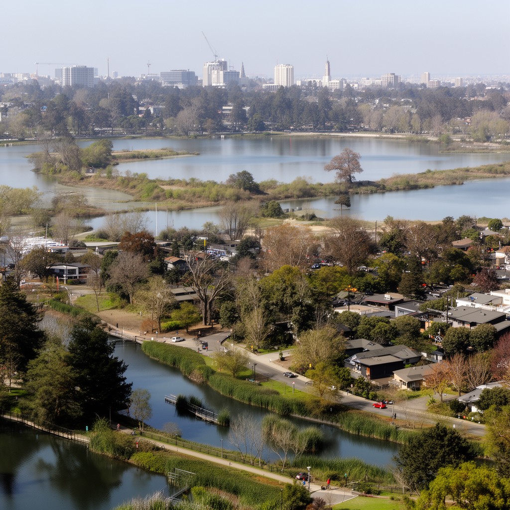AI-generated illustration of Lake Merritt