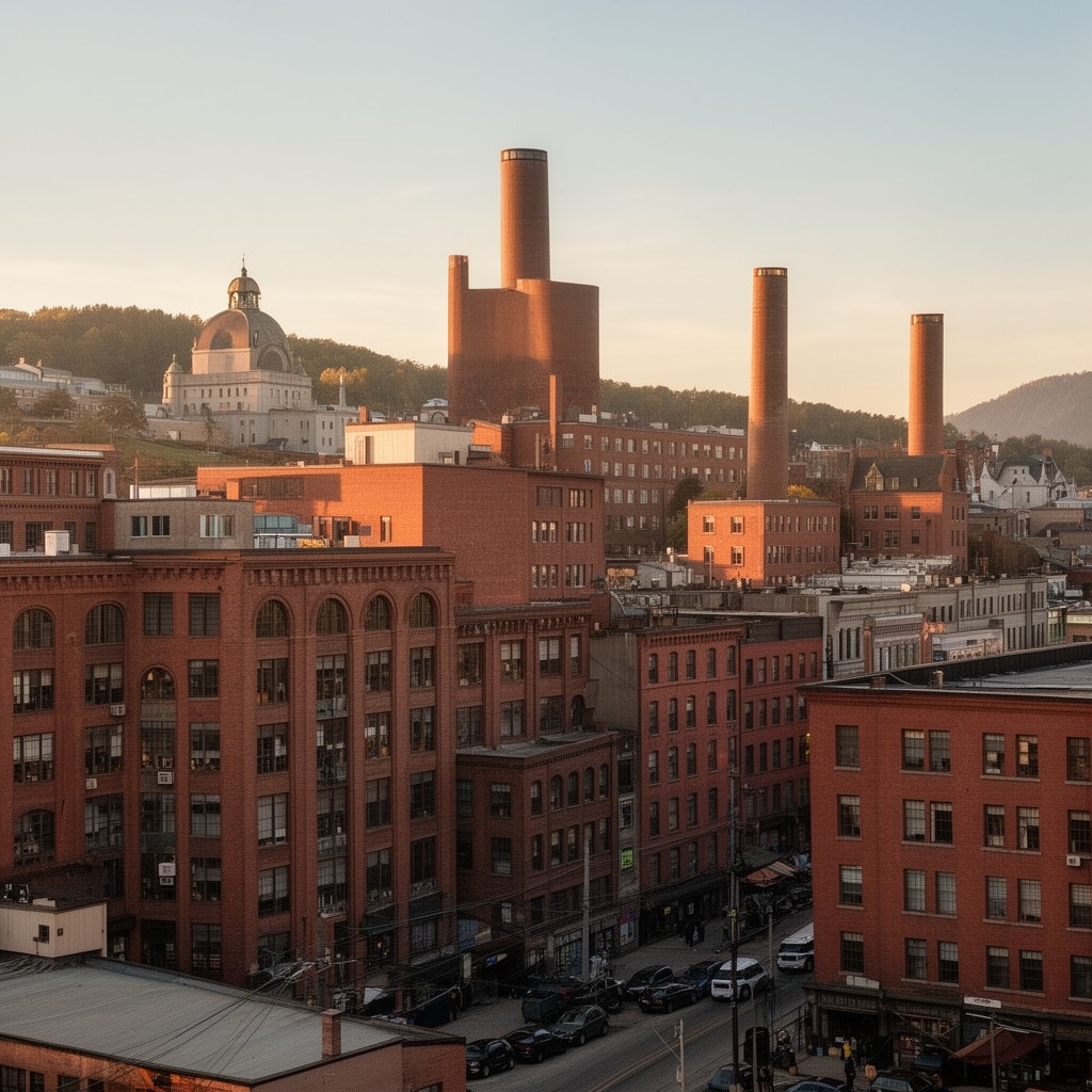 AI-generated illustration of Lawrence textile mills