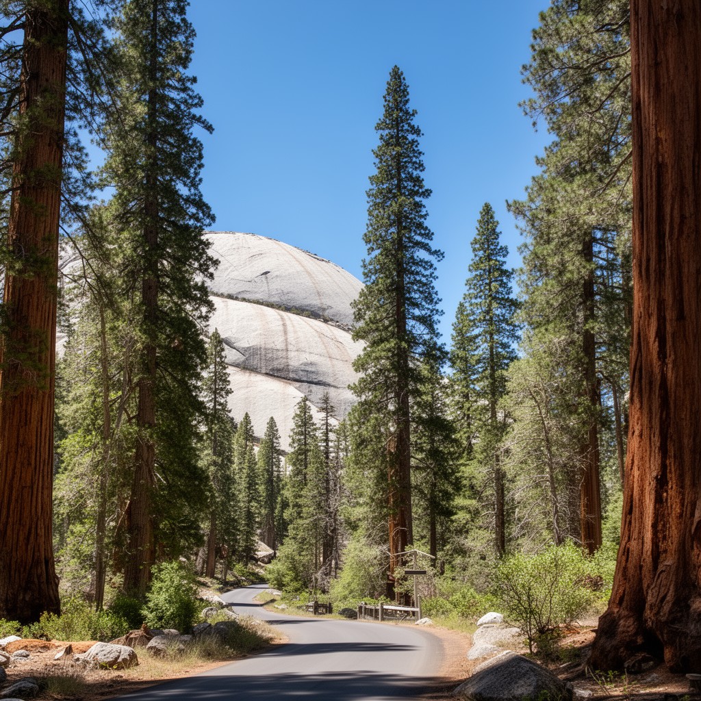 AI-generated illustration of Moro Rock–Crescent Meadow Road