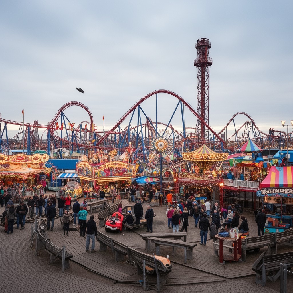 AI-generated illustration of Blackpool Pleasure Beach