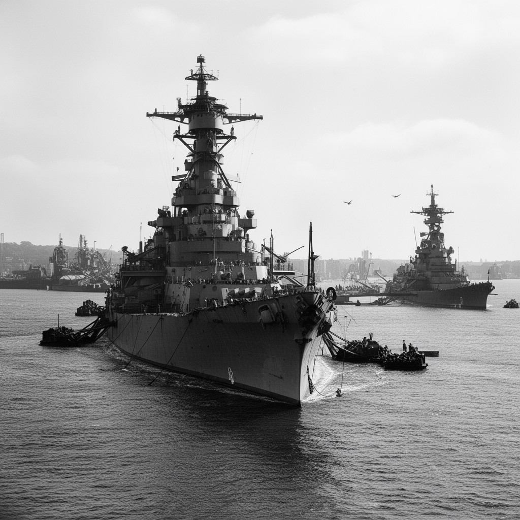 AI-generated illustration of USS Washington (BB-47) (canceled)