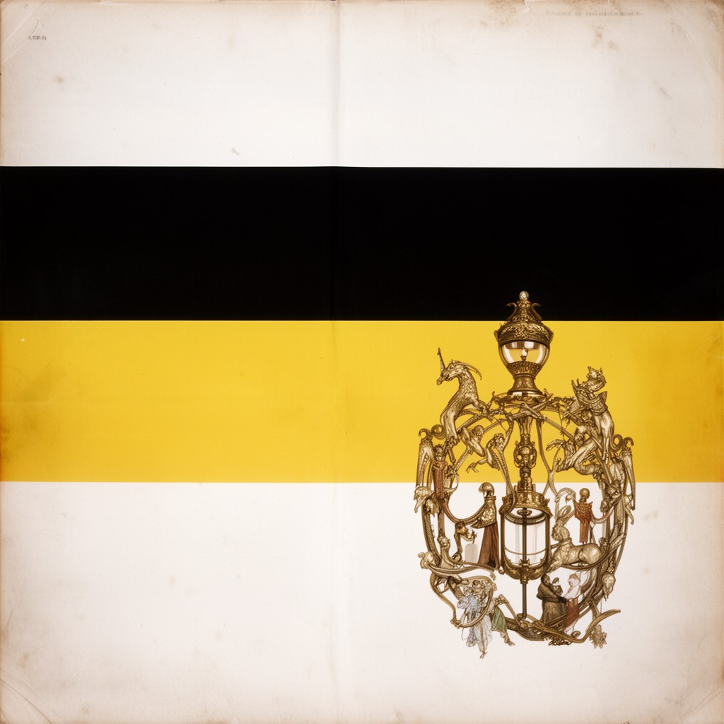 AI-generated illustration of black-yellow-white tricolour (imperial flag)