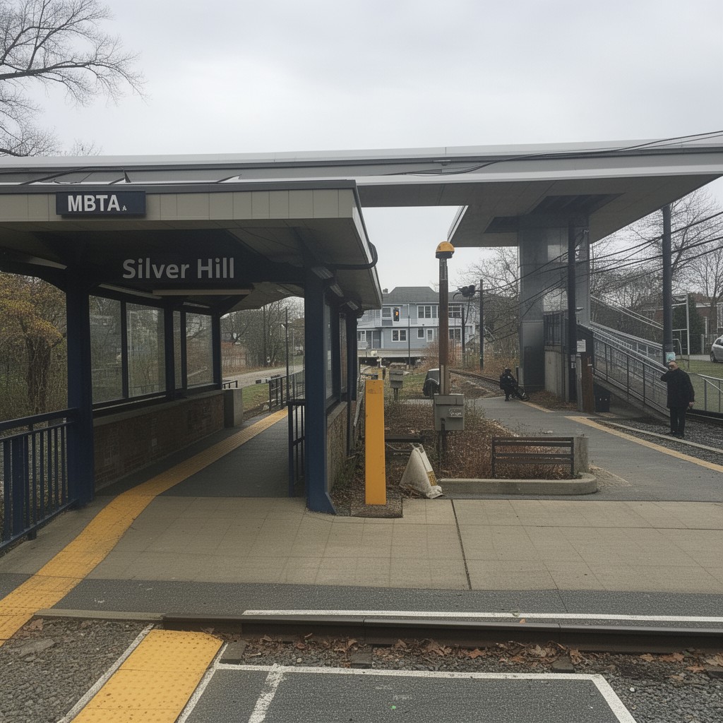 AI-generated illustration of MBTA Silver Hill station