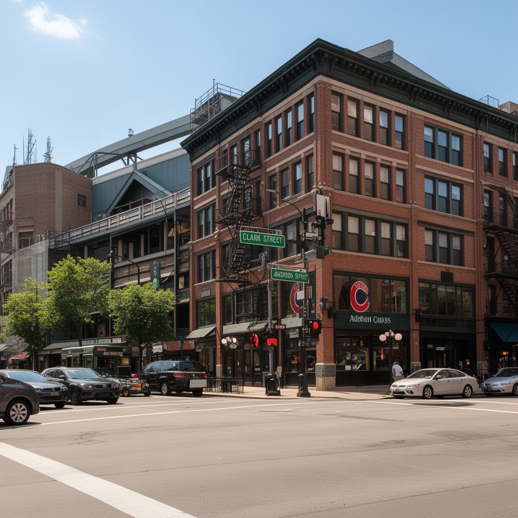 AI-generated illustration of Clark Street and Addison Street