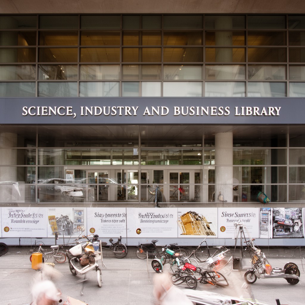 AI-generated illustration of Science, Industry and Business Library