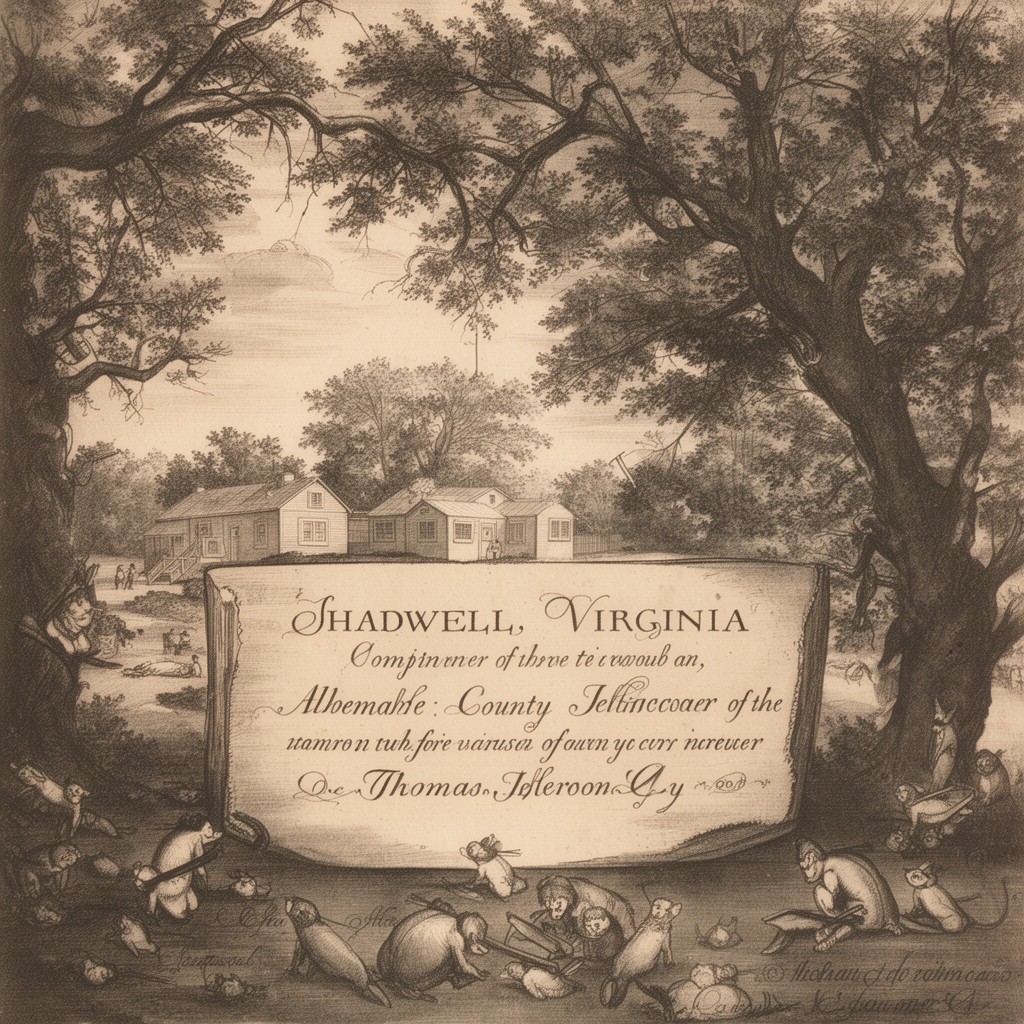 AI-generated illustration of Shadwell, Virginia Colony