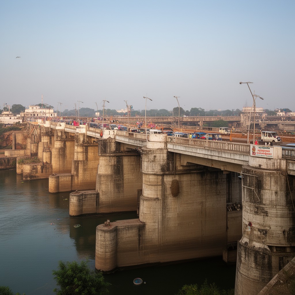 AI-generated illustration of Prakasam Barrage