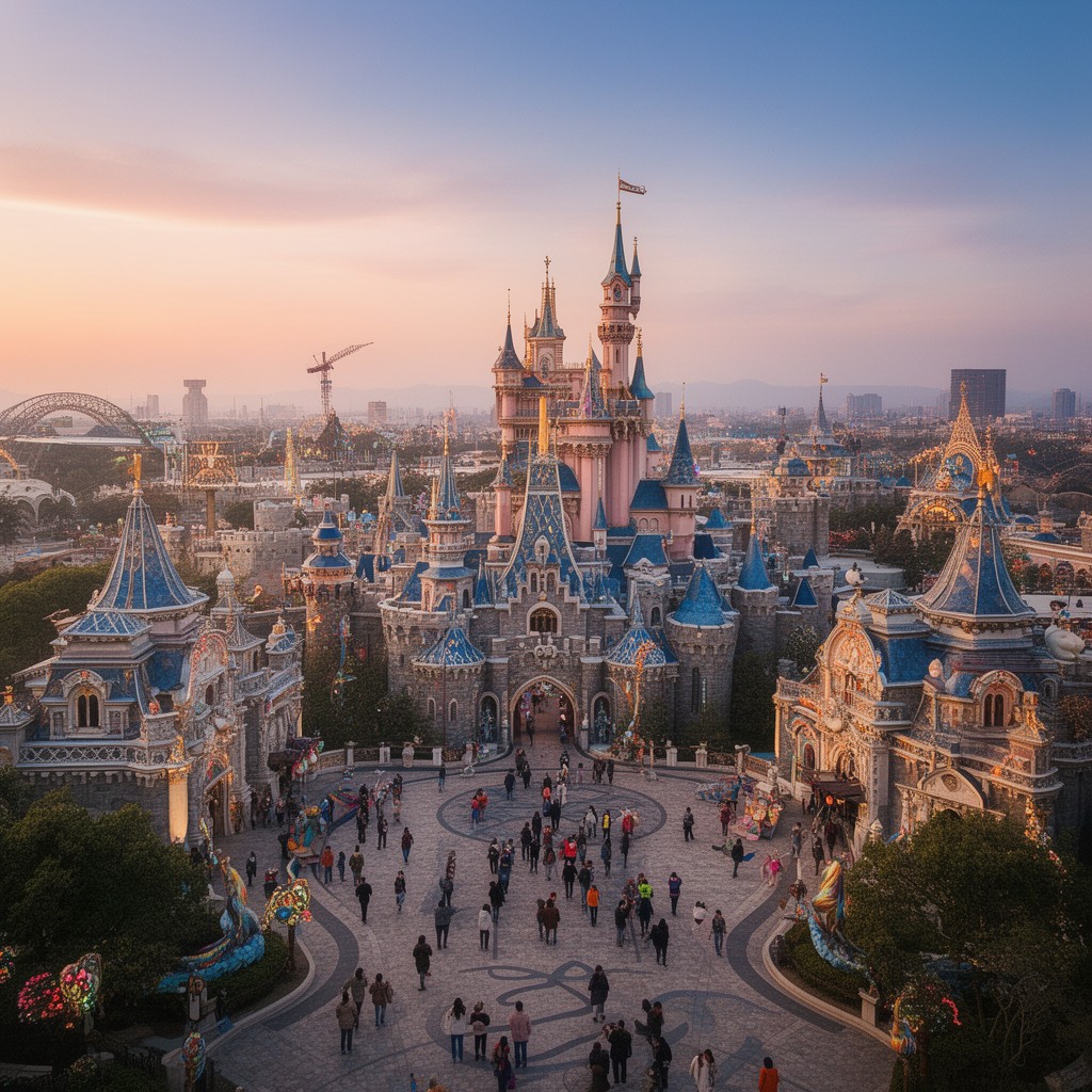 AI-generated illustration of Shanghai Disney Resort