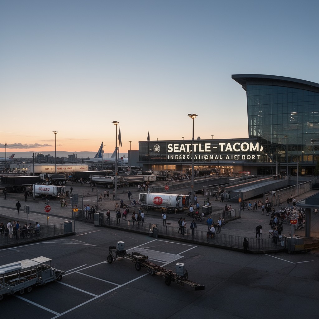 AI-generated illustration of Seattle–Tacoma International Airport