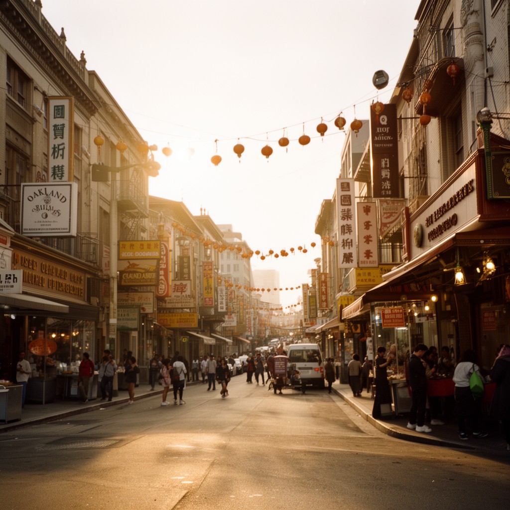 AI-generated illustration of Oakland Chinatown