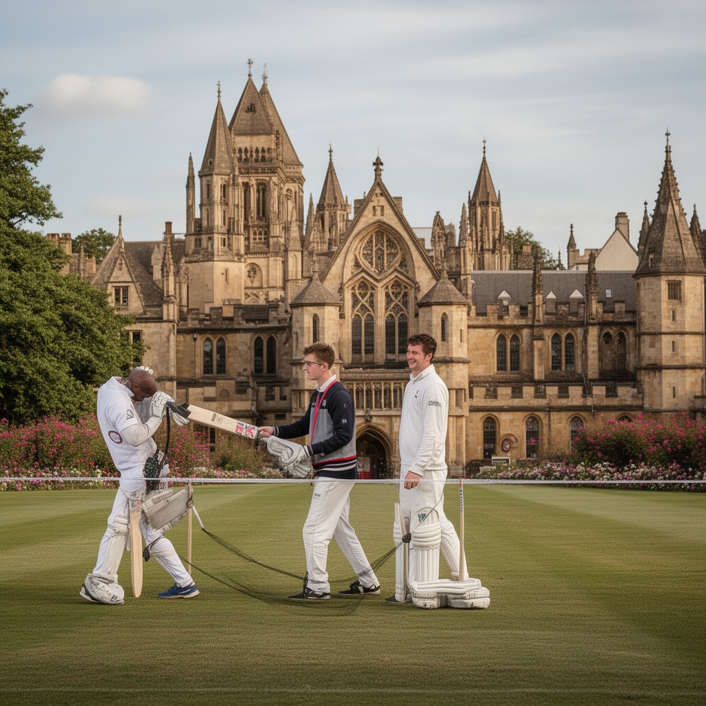 AI-generated illustration of Oxford University Cricket Club
