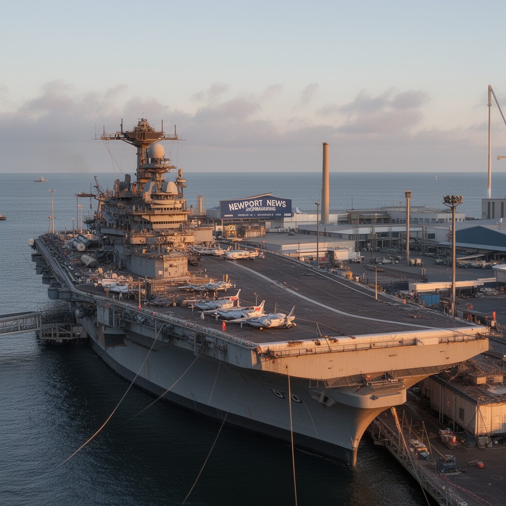 AI-generated illustration of Newport News Shipbuilding