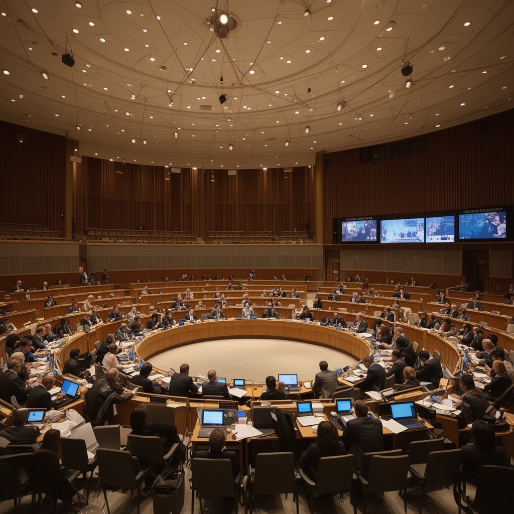 AI-generated illustration of First Committee (Disarmament and International Security)