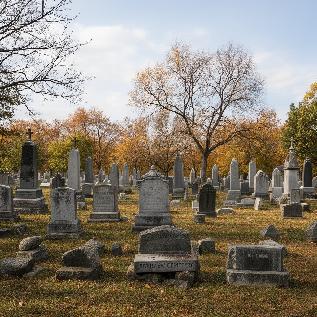 AI-generated illustration of Riverview Cemetery, Trenton, New Jersey, United States