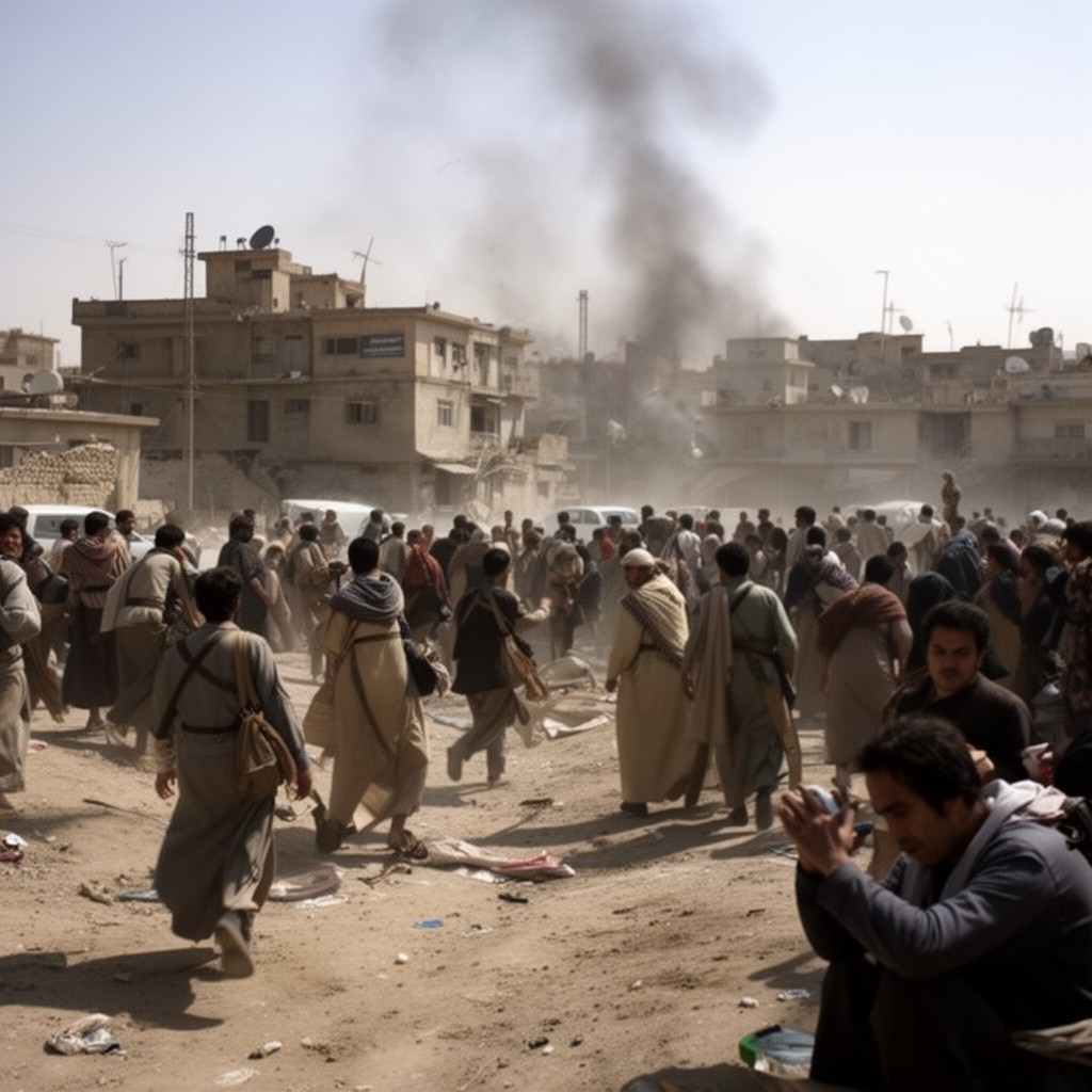 AI-generated illustration of 2001 fall of Kabul