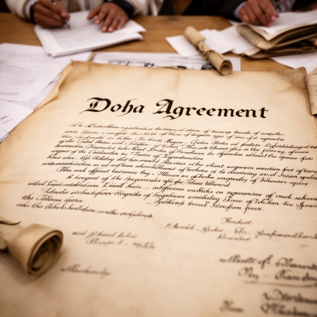 AI-generated illustration of Doha Agreement (2020)