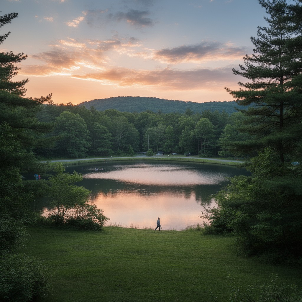 AI-generated illustration of Echo Lake, Hopkinton, Massachusetts