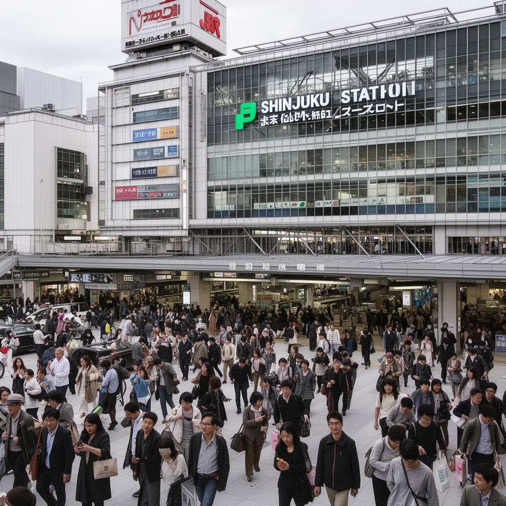 AI-generated illustration of Shinjuku Station