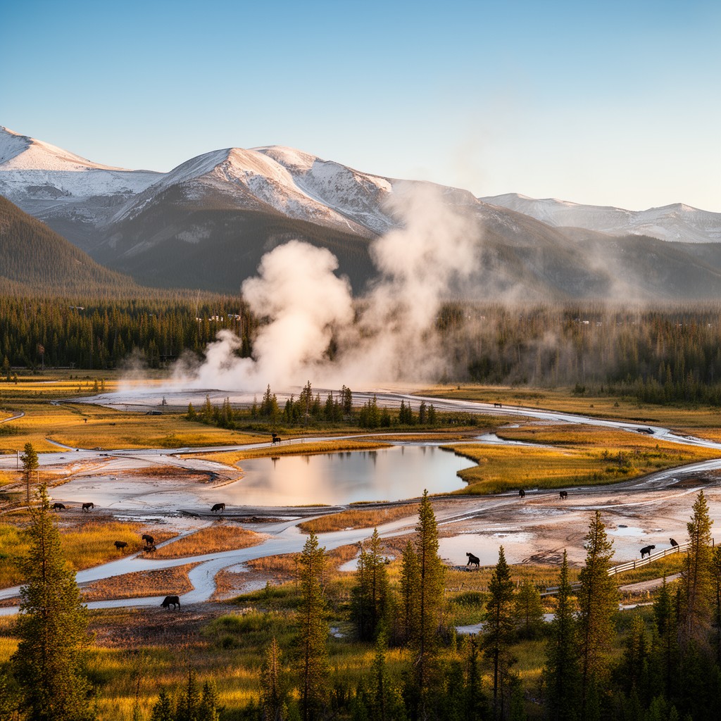 AI-generated illustration of Yellowstone National Park