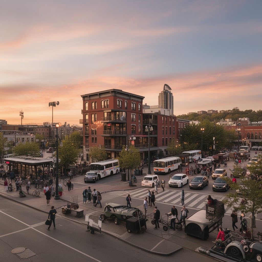 AI-generated illustration of Watertown Square
